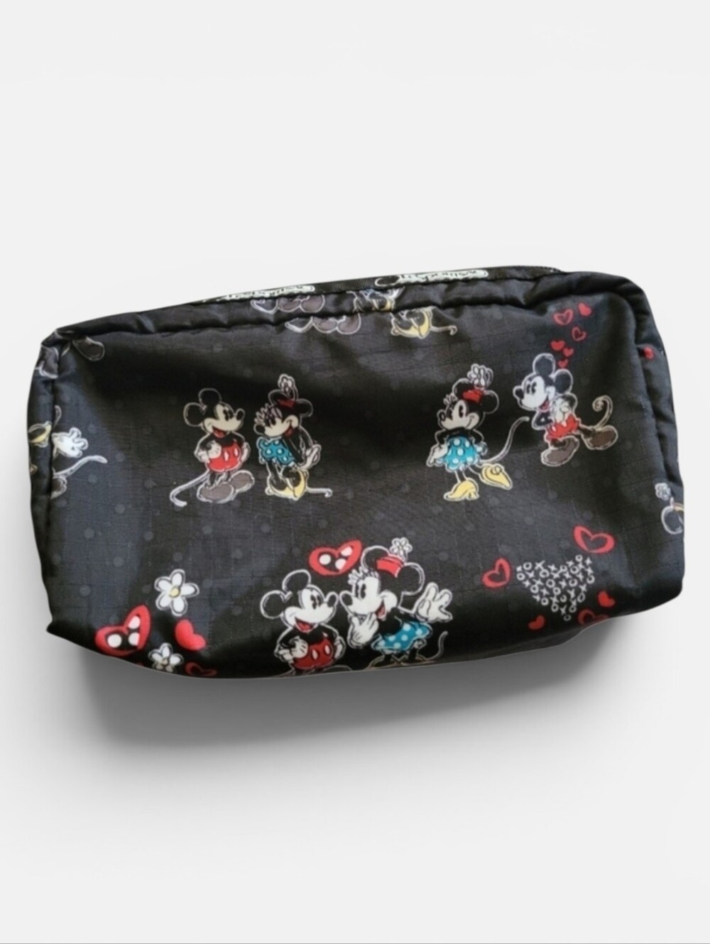 Disney Store × Lesportsac Mickey & Minnie Mouse Makeup Pouch Bag Hearts Love